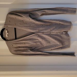 Loft grey rhinestone cardigan small